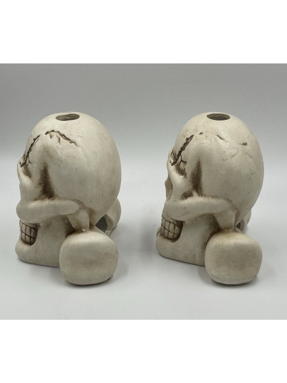 Vintage Skull & Crossbones Candle Holder Spooky Hollow Halloween Pirate Decor - Picture 4 of 10